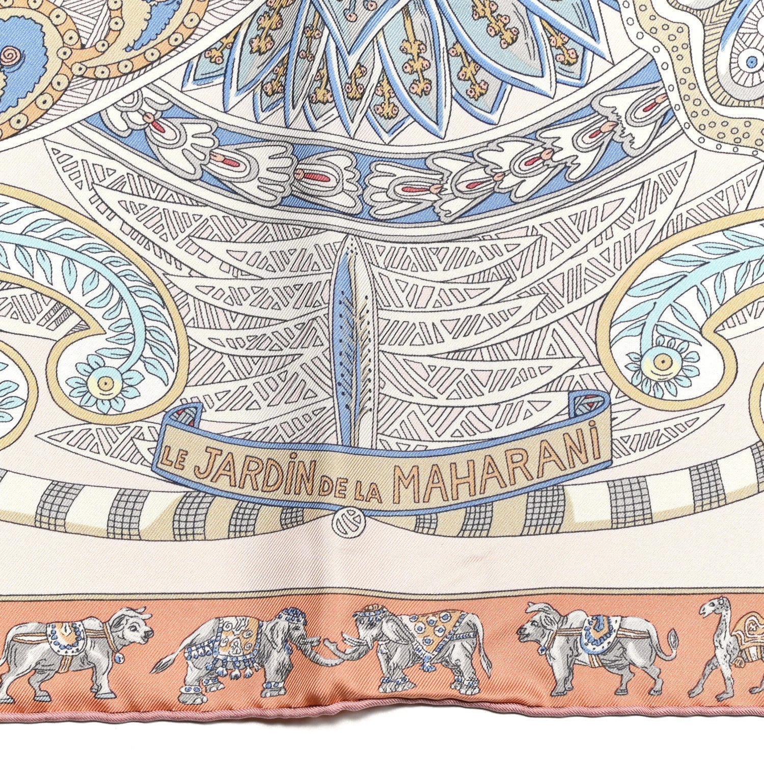 Hermes Silk Le Jardin De La Maharani Scarf 90 Rose Pale Aqua Poudre 3 of 5