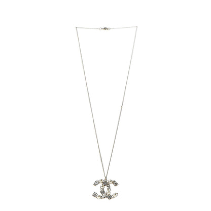 Chanel Pearl Crystal Baguette CC Pendant Necklace Gold 3 of 6