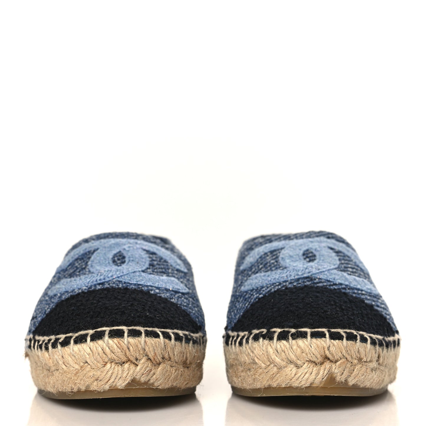 Cotton Tweed CC Espadrilles 36 Blue Ecru Black