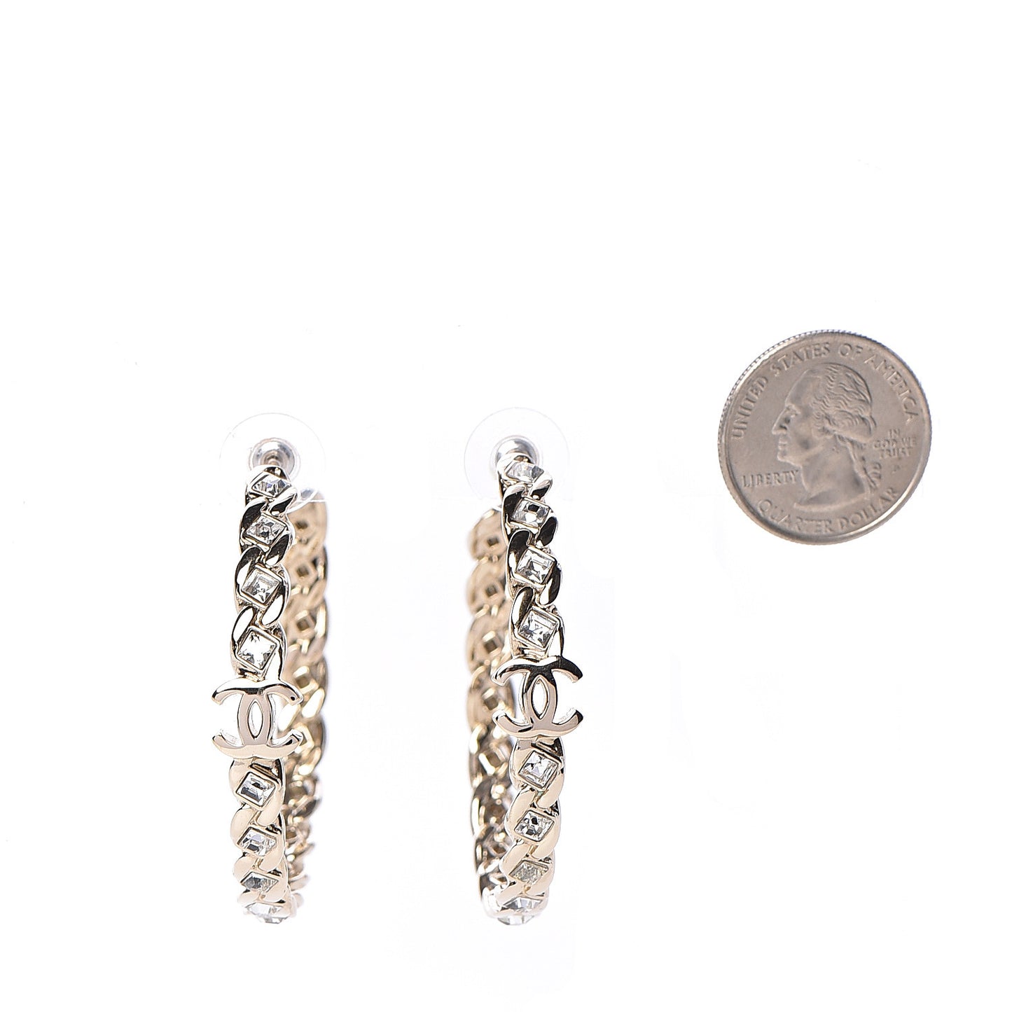 Crystal CC Hoop Earrings Gold