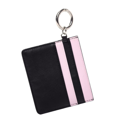 Christian Dior Calfskin Keychain Card Holder Black Pink 1 of 7