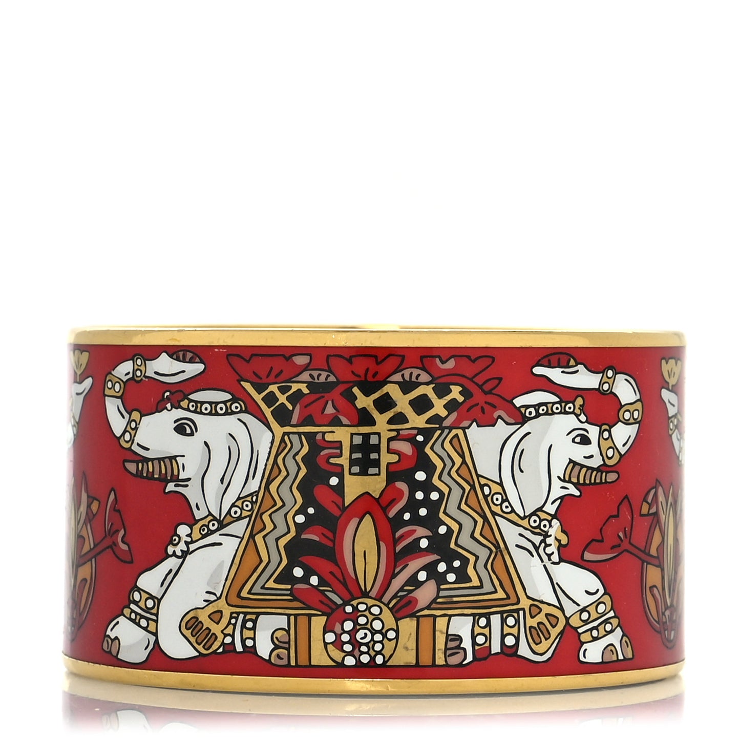 Enamel Printed Elephant Torana Extra Wide Bracelet 65