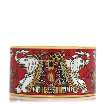 Hermes Enamel Printed Elephant Torana Extra Wide Bracelet 65 1 of 5