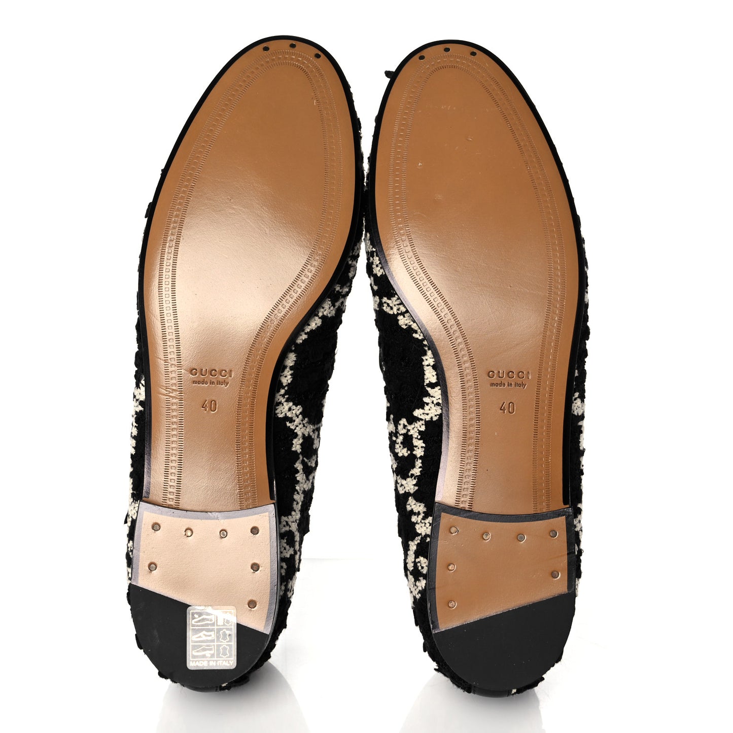 Tweed GG Monogram Horsebit Womens Jordaan Loafers 40 Black Natural