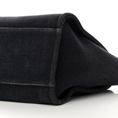 Chanel Lurex Canvas Medium Deauville Tote Navy Blue Gold 10 of 18