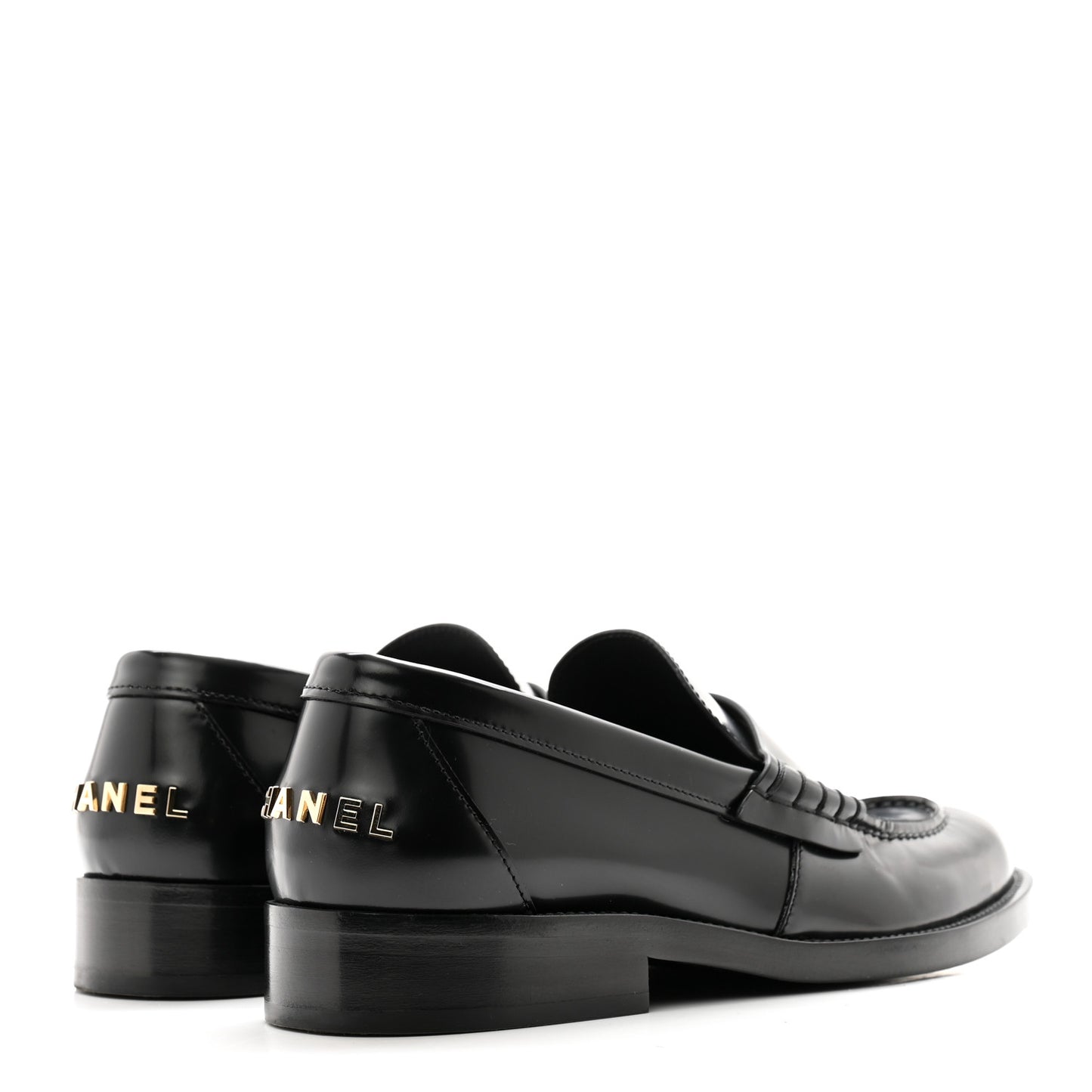 Shiny Calfskin Logo Loafers 37.5 Black