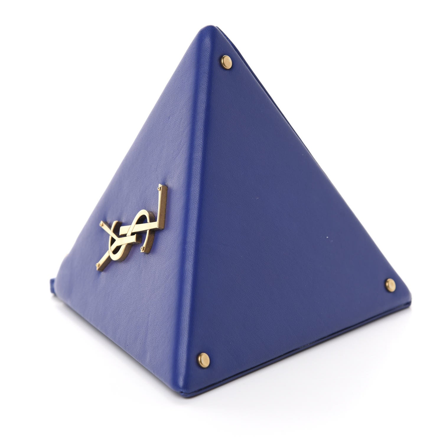 Saint Laurent Lambskin Pyramid Clutch Blue 4 of 7