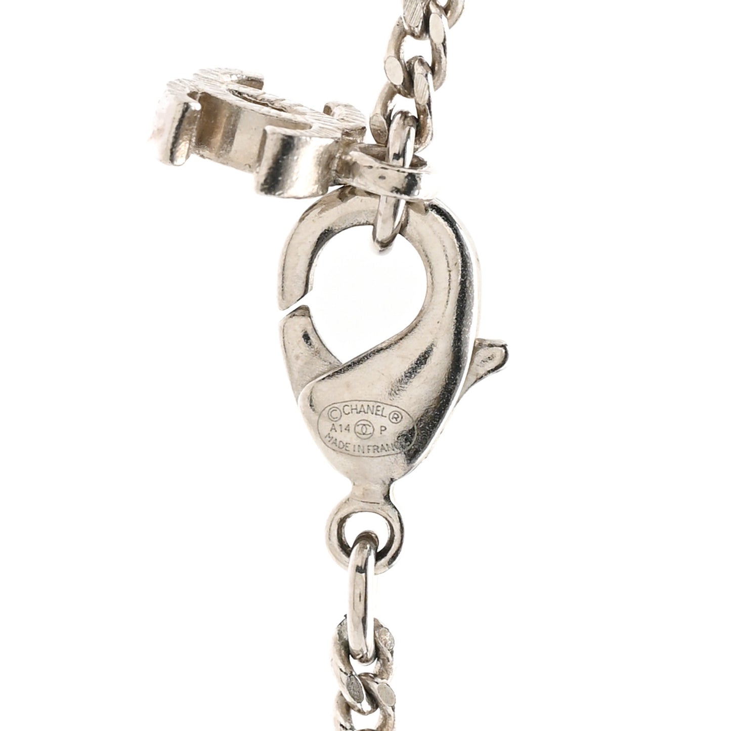 Crystal CC Pendant Necklace Silver