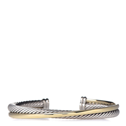 David Yurman Sterling Silver 18K Yellow Gold 5mm Crossover Cuff Bracelet 1 of 5