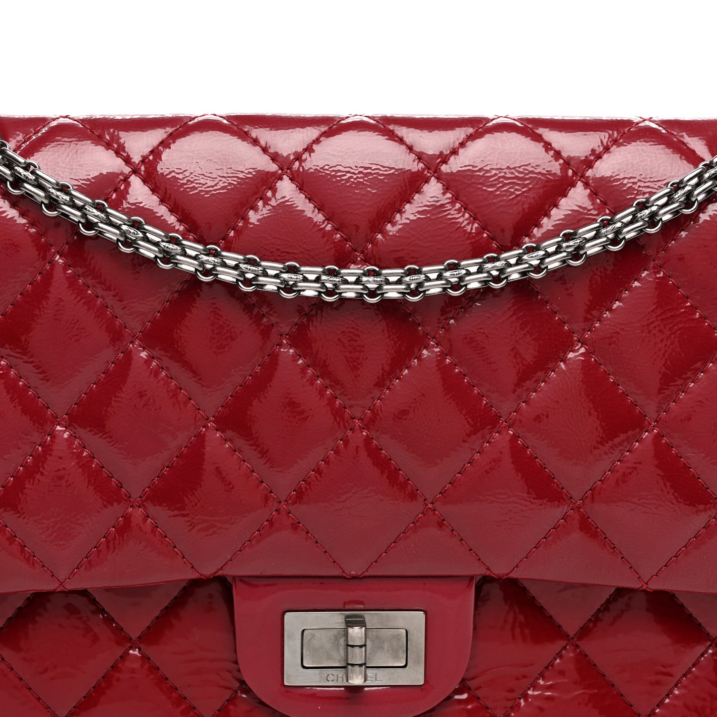 Aged Glazed Calfskin Quilted 2.55 Reissue 227 Flap Red