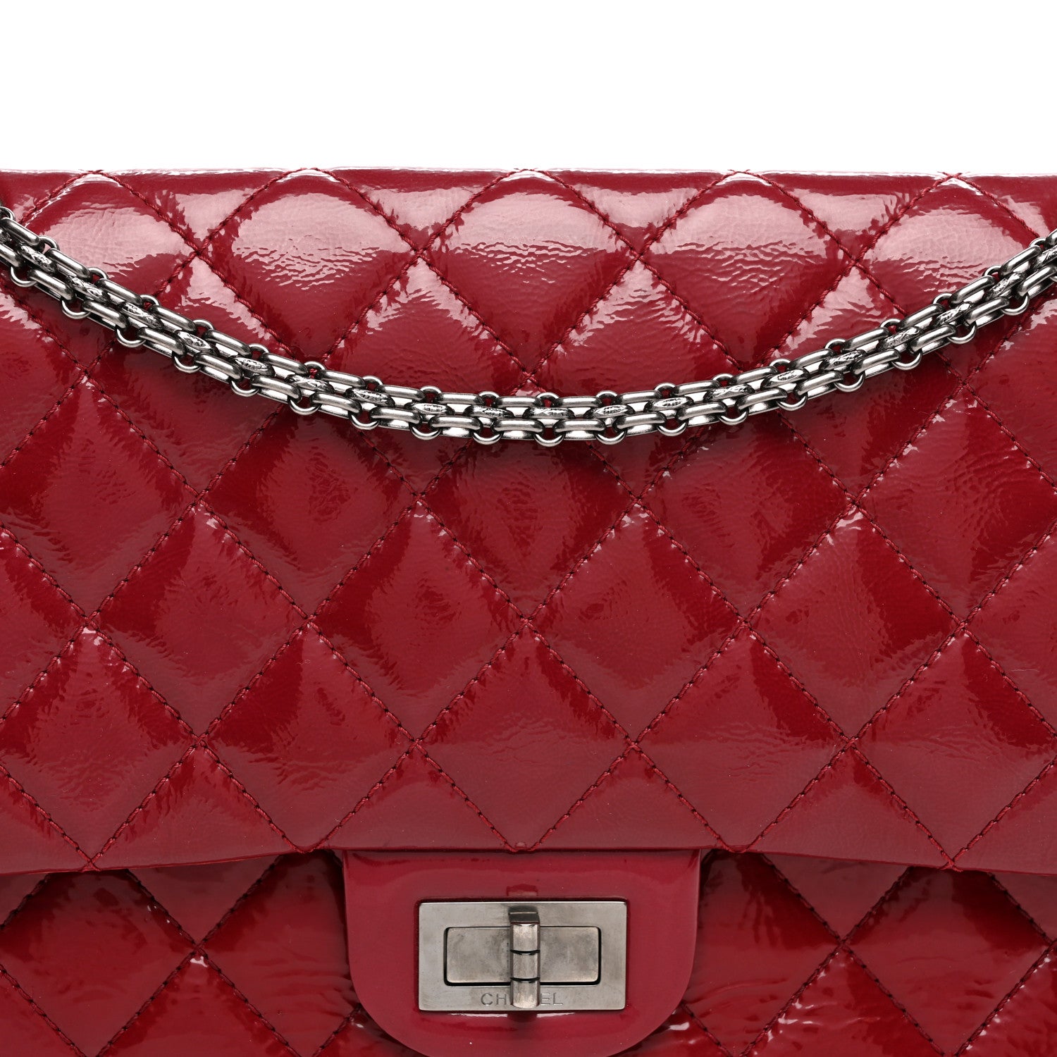 Chanel Aged Glazed Calfskin Quilted 2.55 Reissue 227 Flap Red 8 of 13