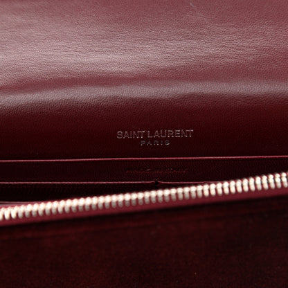 Saint Laurent Velvet Crystal Monogram Kate Tassel Shoulder Bag Burgundy 6 of 10