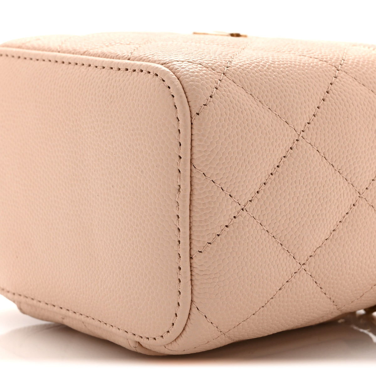 Chanel Caviar Quilted Mini Vanity Case With Chain Light Beige 10 of 10