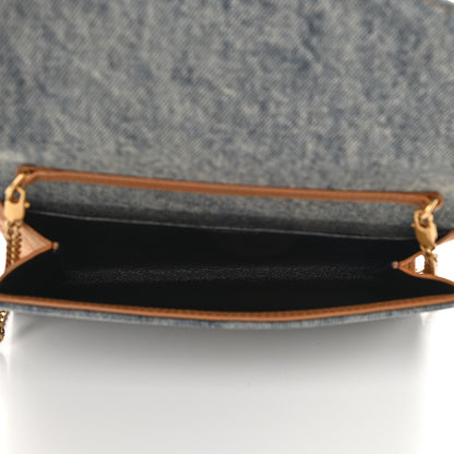 Saint Laurent Denim Monogram Chain Wallet Rodeo Blue Cinnamon 5 of 11