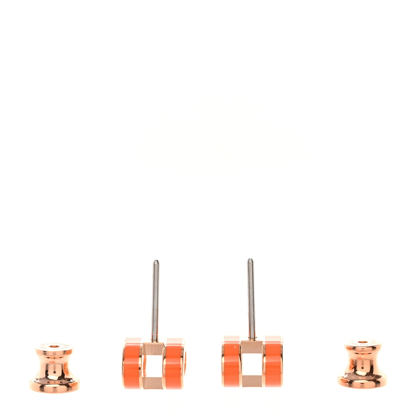 Gold Lacquered Mini Pop H Earrings Orange Soie