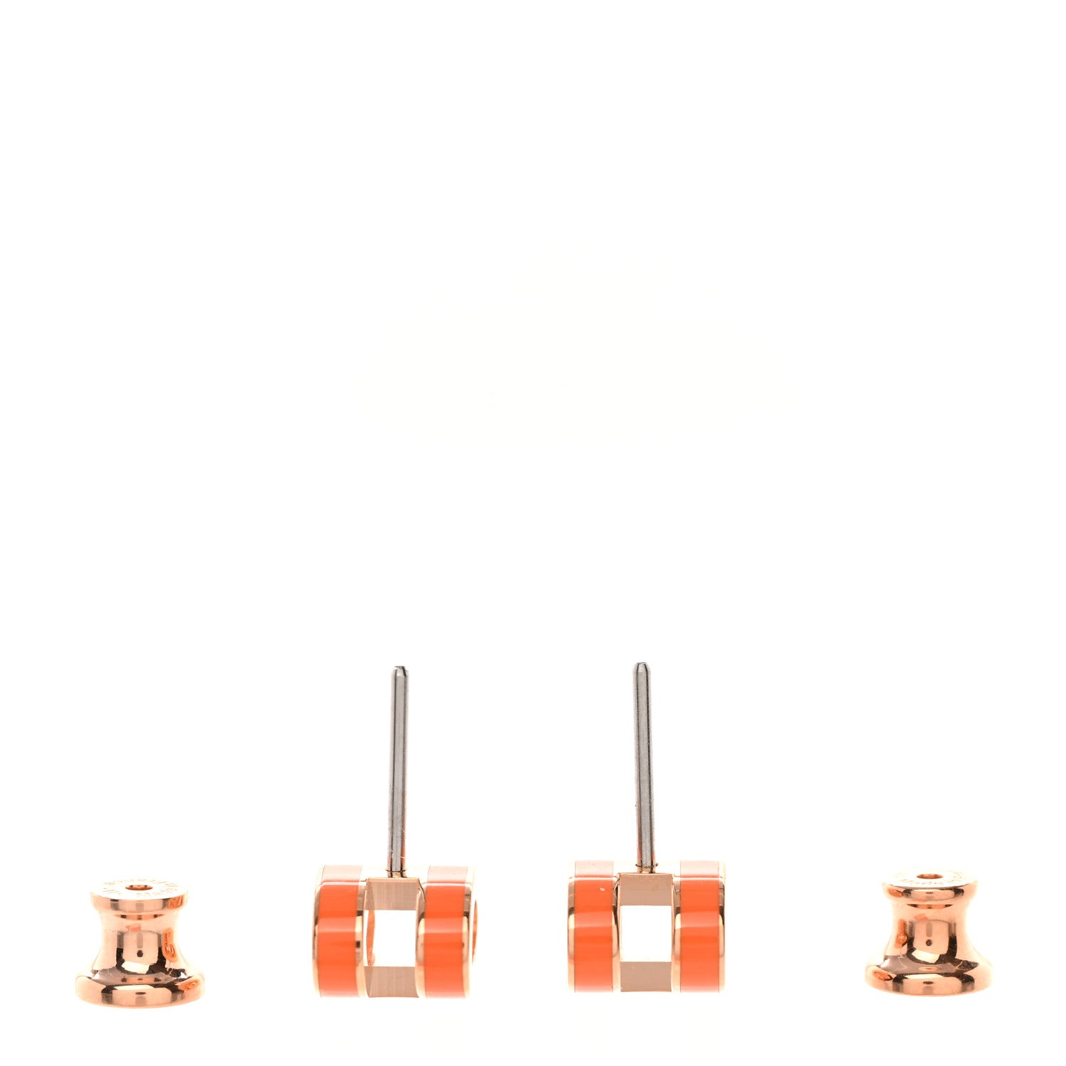 Hermes Gold Lacquered Mini Pop H Earrings Orange Soie 3 of 5