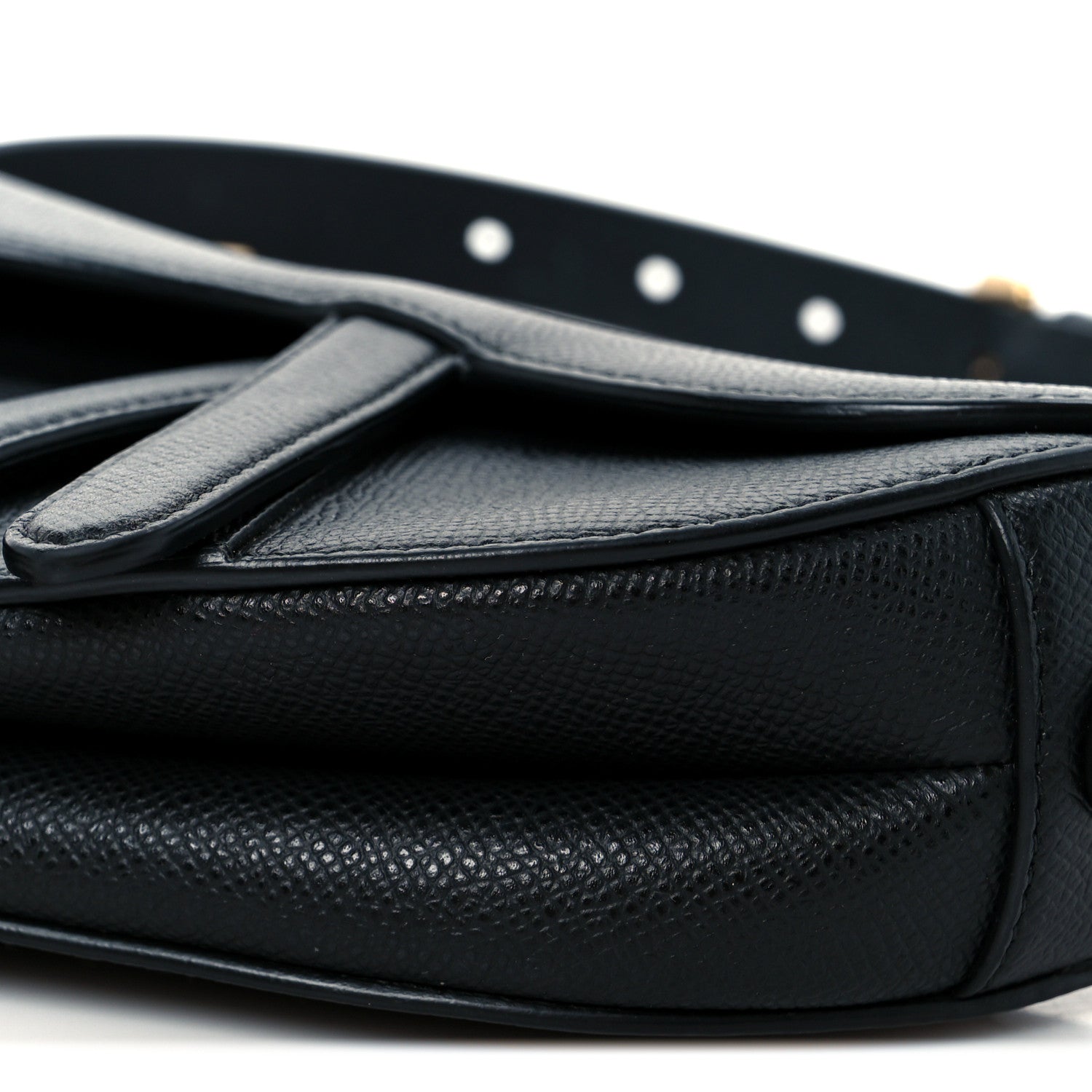 Christian Dior Grained Calfskin Mini Saddle Bag With Strap Black 10 of 11