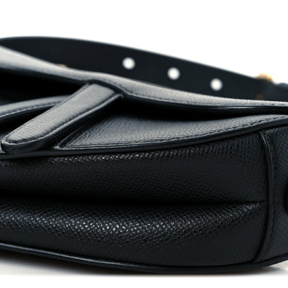Christian Dior Grained Calfskin Mini Saddle Bag With Strap Black 10 of 11