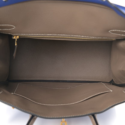 Hermes Togo Bi-Color Horseshoe Birkin 30 Bleu Electrique Etoupe 5 of 13