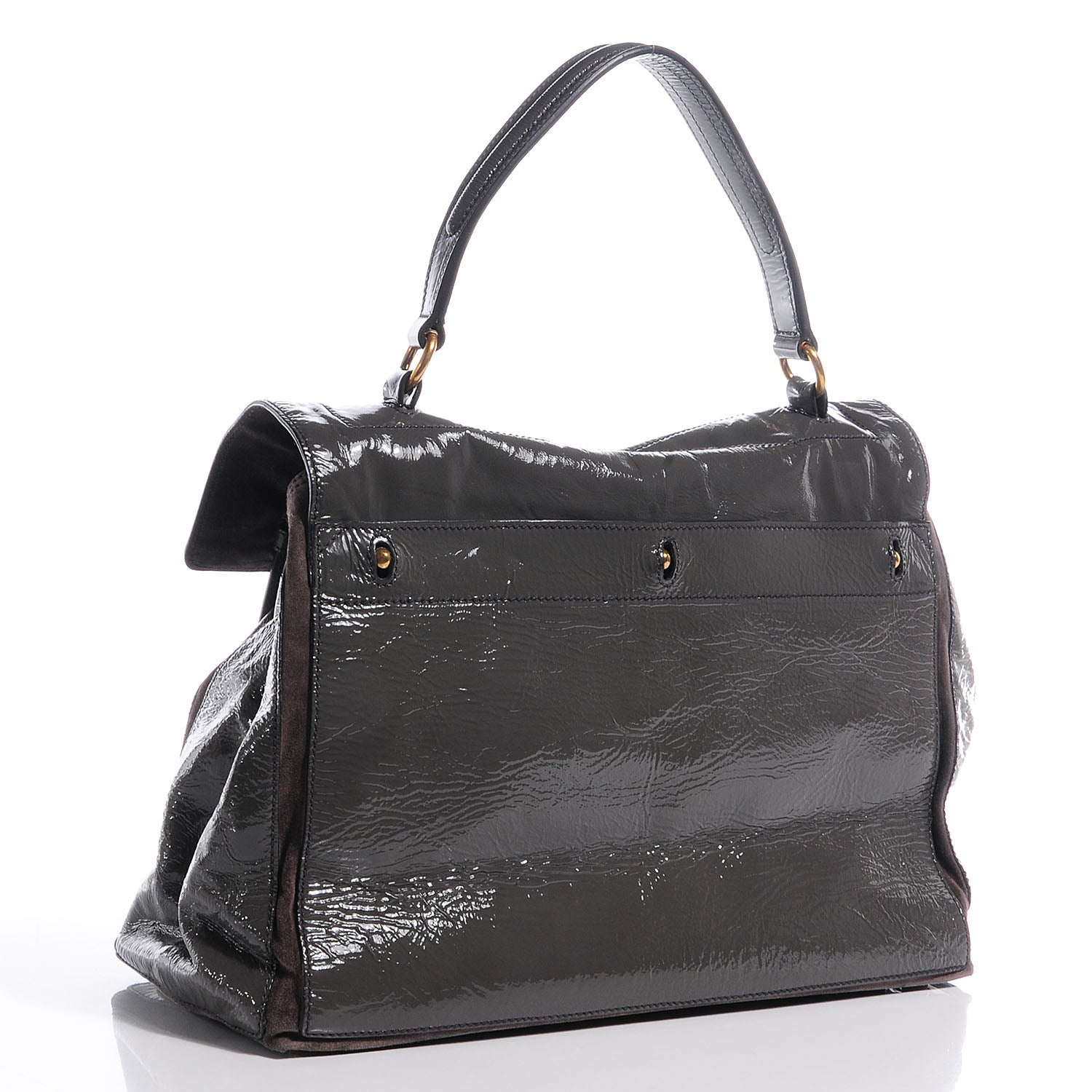 Saint Laurent Patent and Suede Muse Two Charcoal Gray 3 of 8