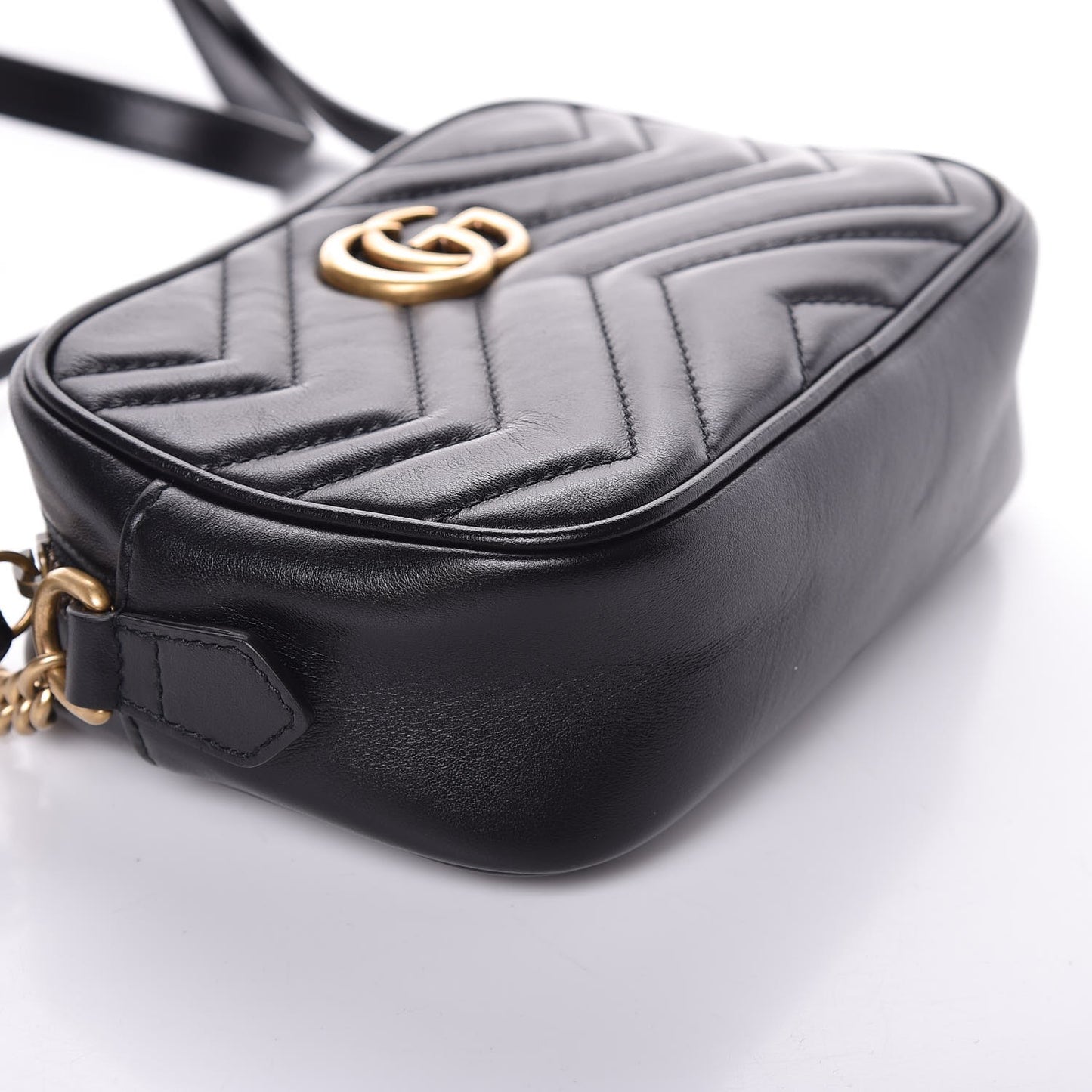 Calfskin Matelasse Mini GG Marmont Chain Shoulder Bag Black