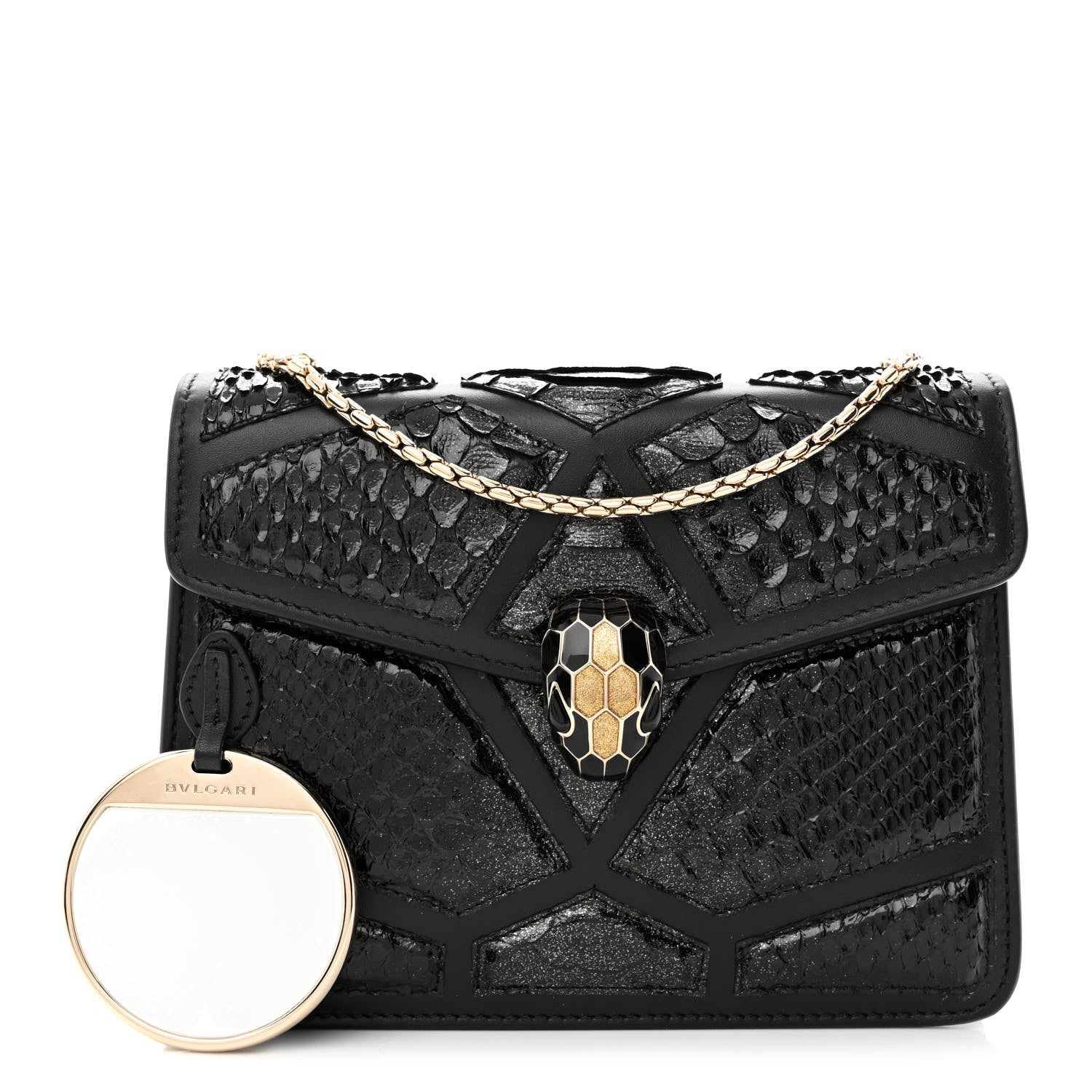 Bulgari Calfskin Snakeskin Serpenti Forever Crossbody Bag Black 1 of 12
