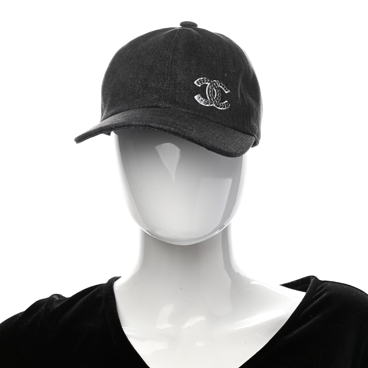 Cotton Sequin CC Cap Hat Black