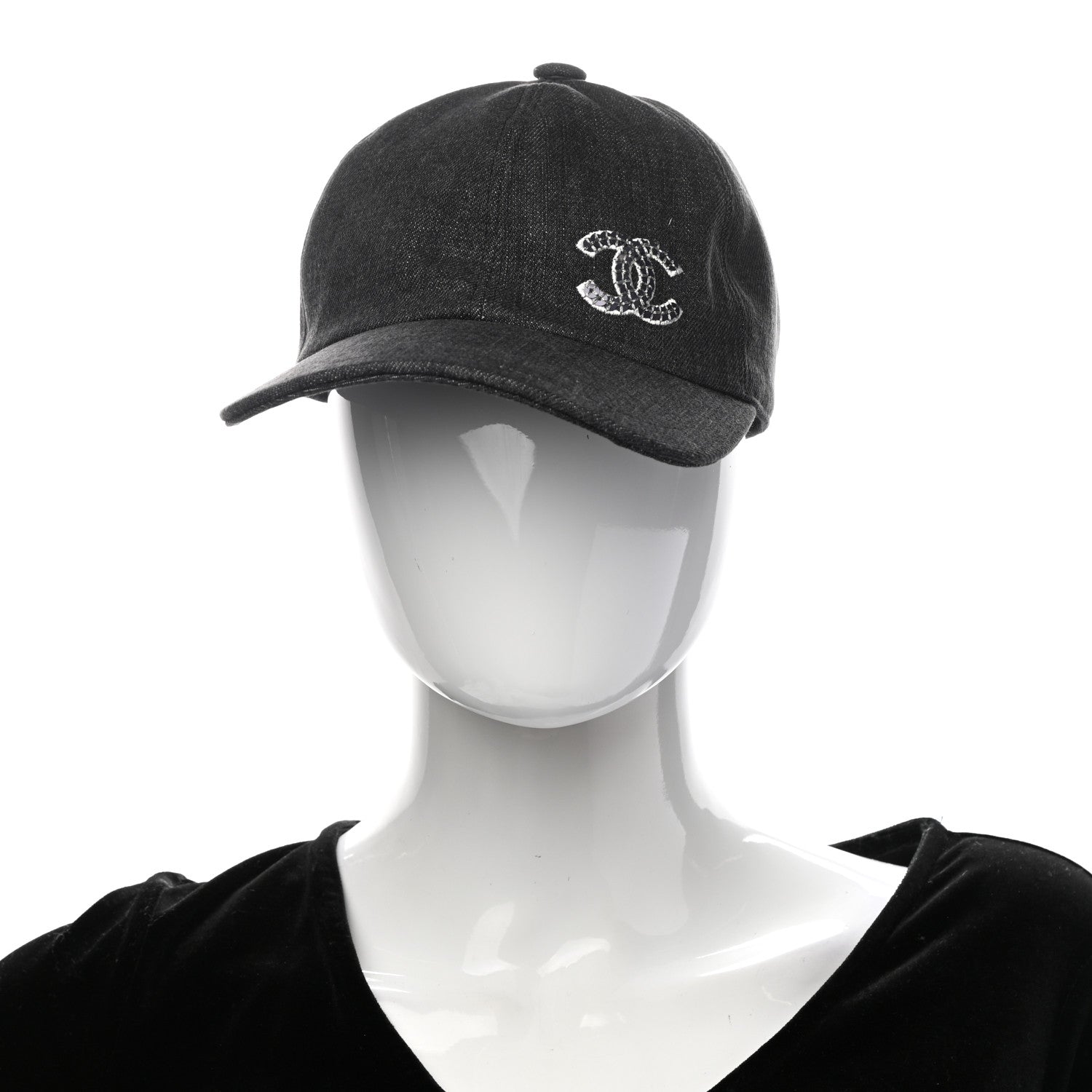 Chanel Cotton Sequin CC Cap Hat Black 2 of 8