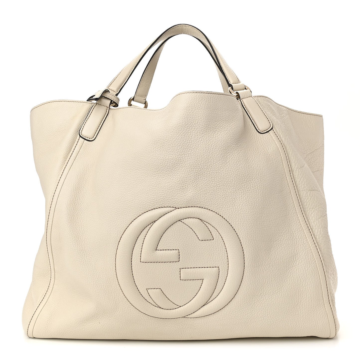 Pebbled Calfskin Large Soho Shoulder Bag Off White
