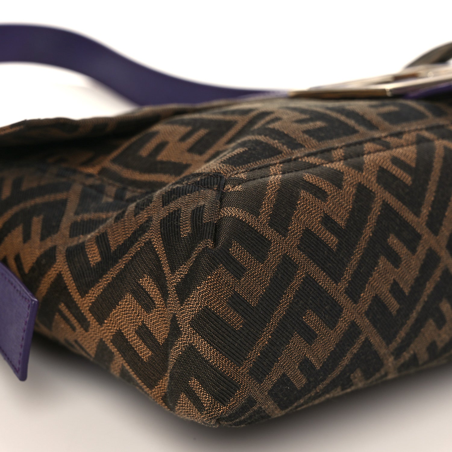 Fendi Zucca Vitello Elite Messenger Baguette Tobacco Viola 7 of 8
