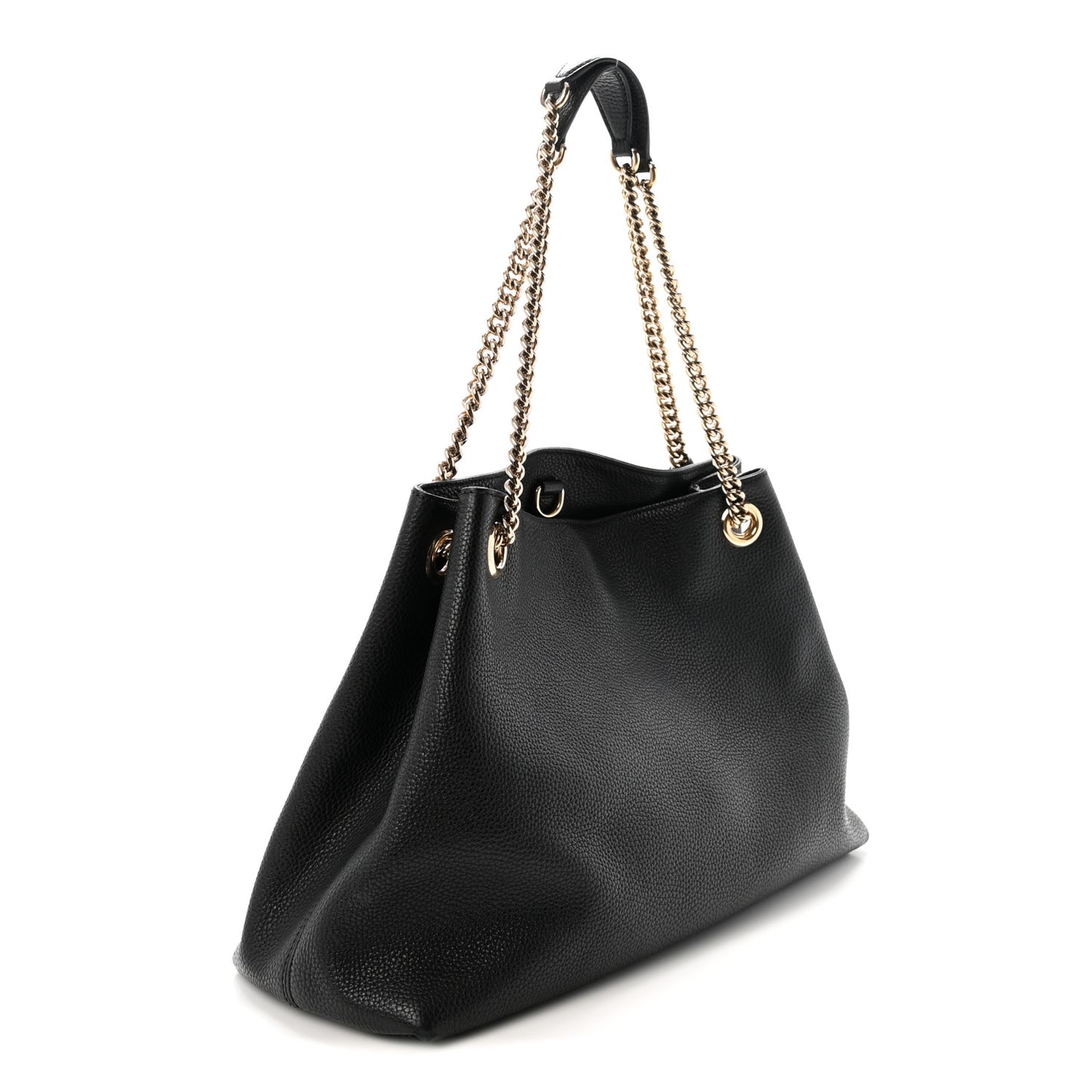Pebbled Calfskin Medium Soho Chain Shoulder Bag Black