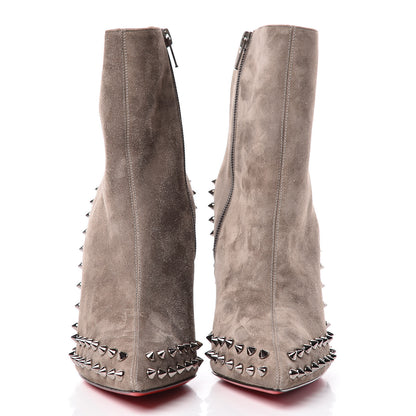 Christian Louboutin Veau Velours Willetta 100 Ankle Boots 38.5 Cendre Gun 2 of 10