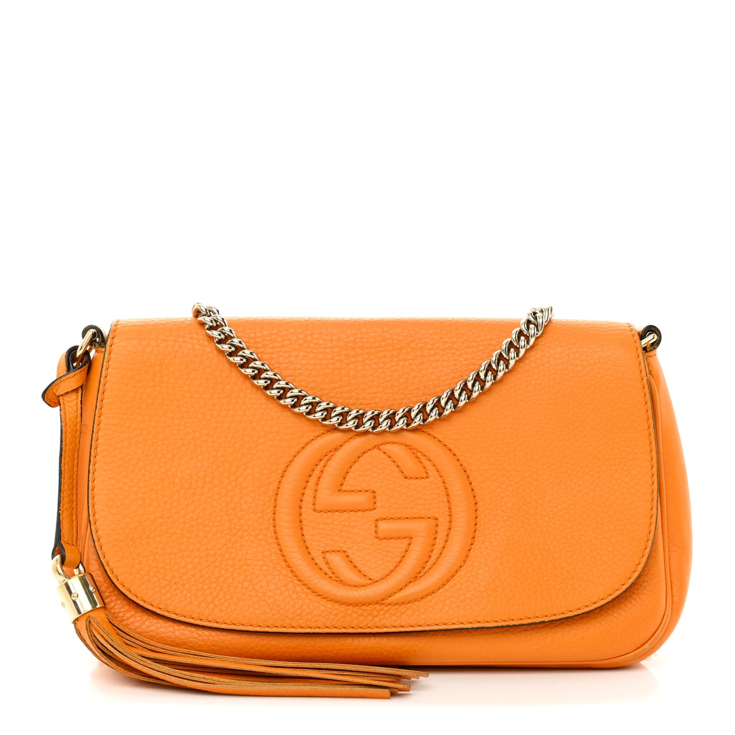 Pebbled Calfskin Medium Soho Flap Crossbody Curcuma
