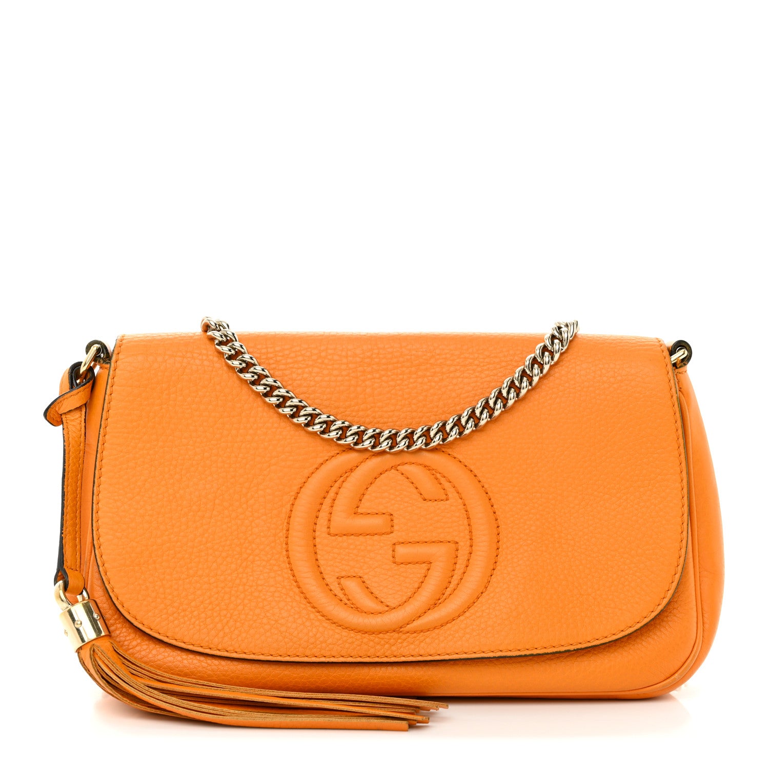 Gucci Pebbled Calfskin Medium Soho Flap Crossbody Curcuma 1 of 16