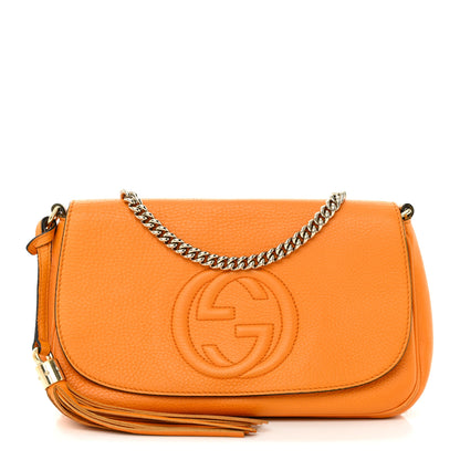 Gucci Pebbled Calfskin Medium Soho Flap Crossbody Curcuma 1 of 16