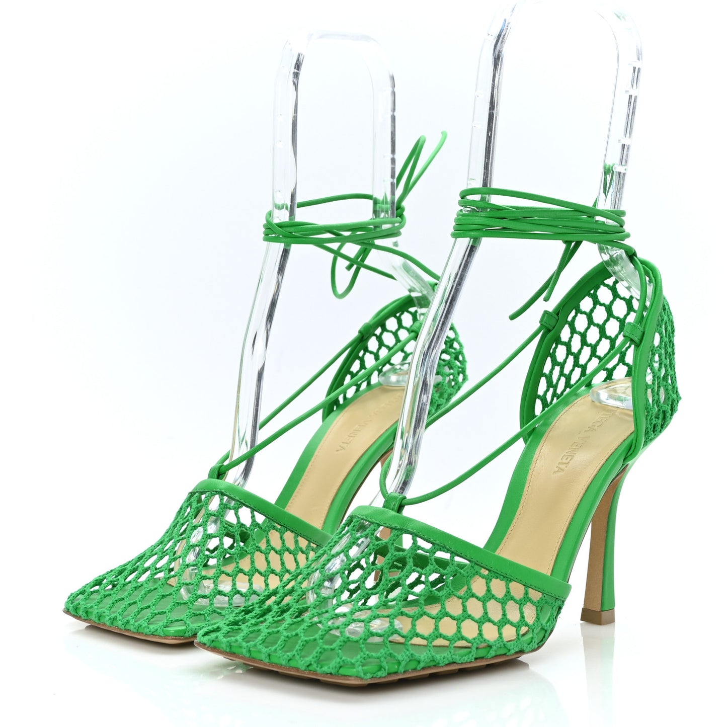 Mesh Nappa Stretch Ankle Tie 90mm Sandals 38 Grass