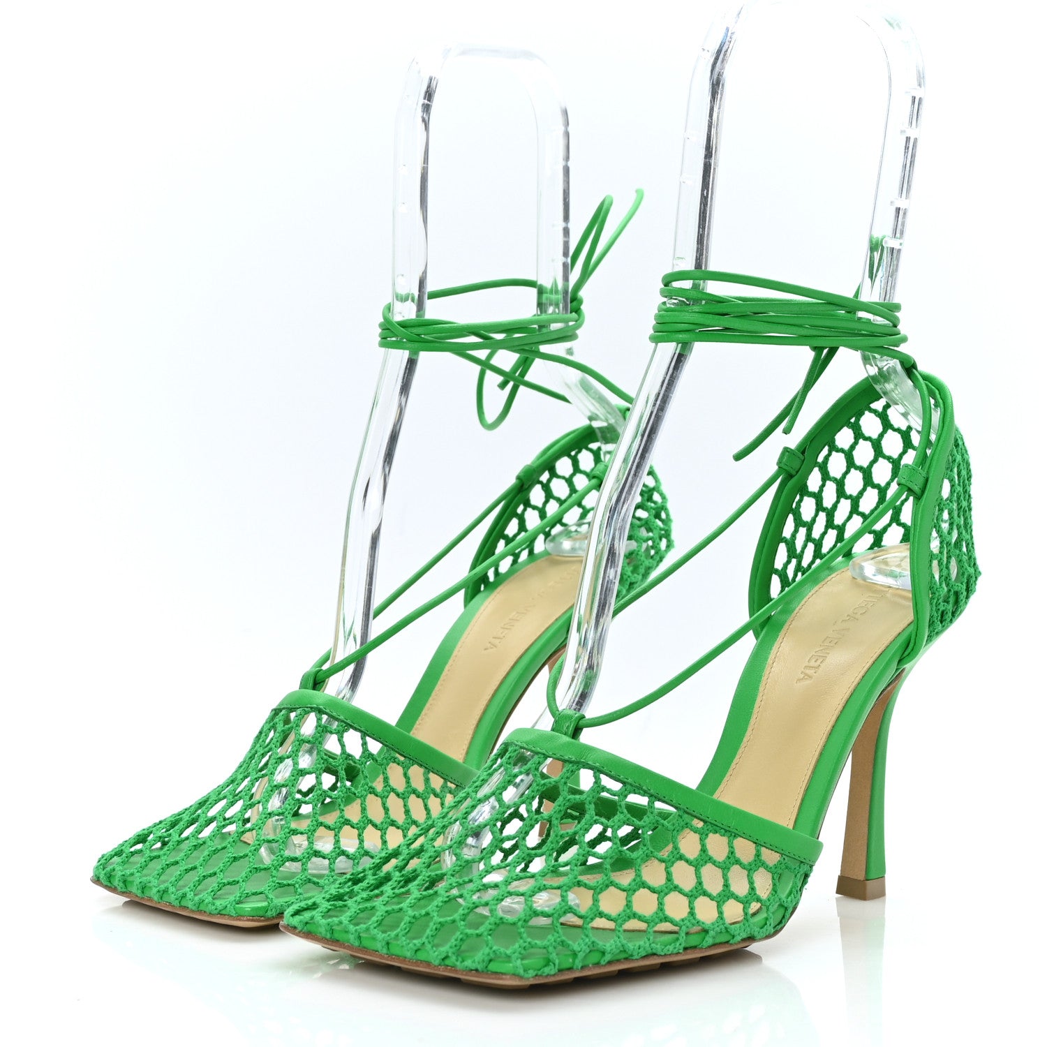 Bottega Veneta Mesh Nappa Stretch Ankle Tie 90mm Sandals 38 Grass 3 of 7