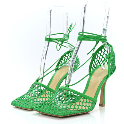 Bottega Veneta Mesh Nappa Stretch Ankle Tie 90mm Sandals 38 Grass 3 of 7