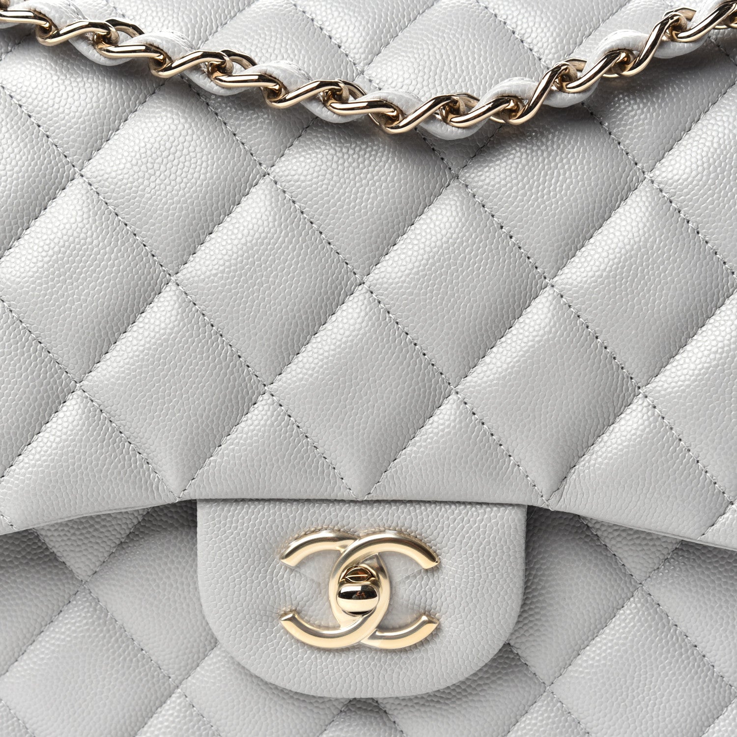 Chanel Caviar Quilted Jumbo Double Flap Grey 9 of 9