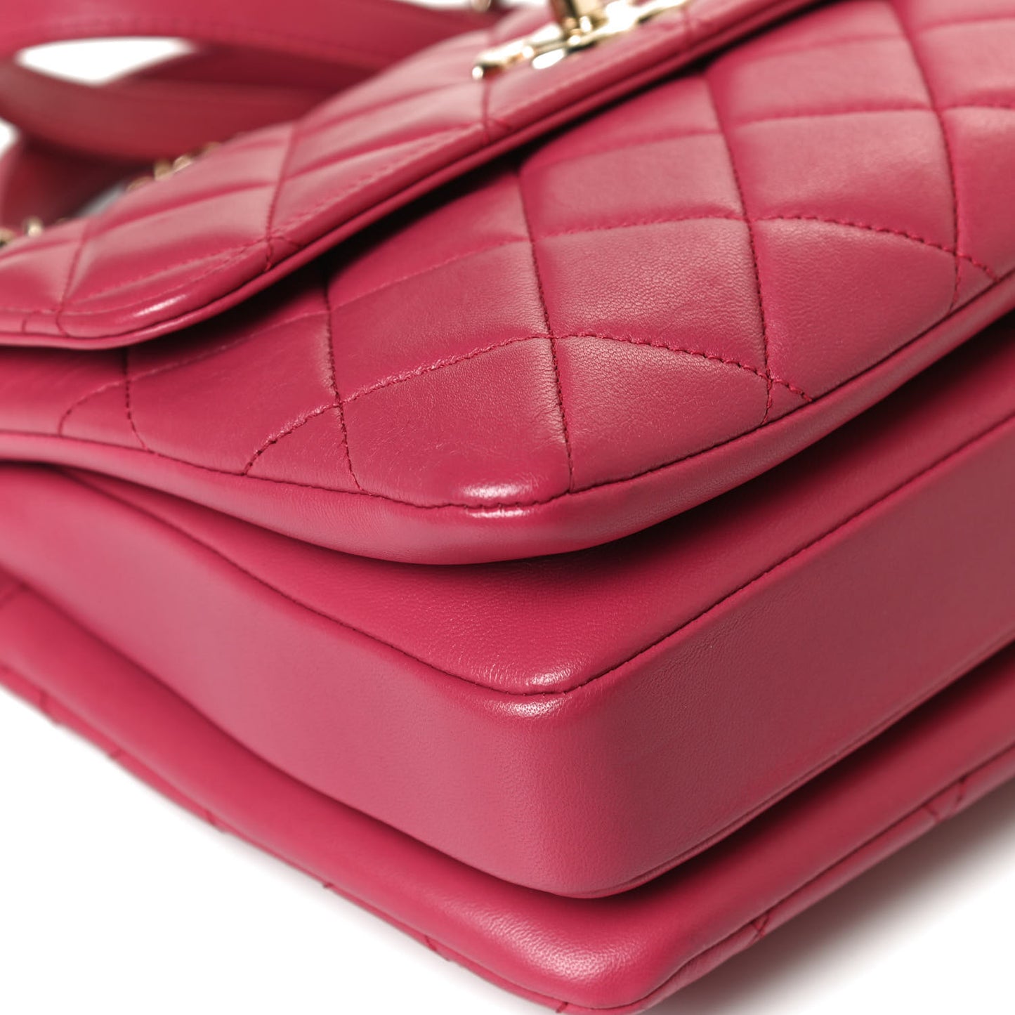 Lambskin Quilted Small Trendy CC Flap Dual Handle Bag Dark Pink