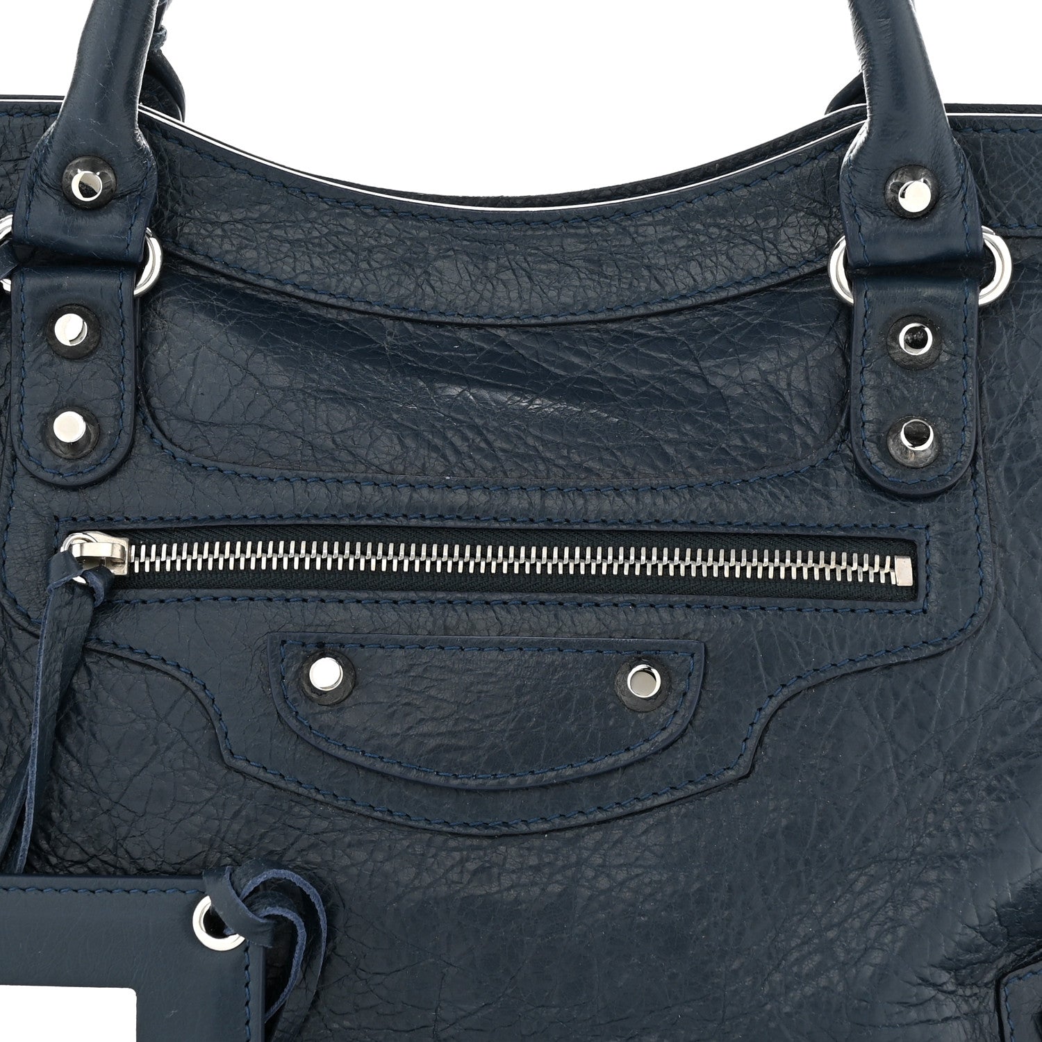 Balenciaga Agneau Classic Silver Hardware City Bleu Obscur 8 of 11