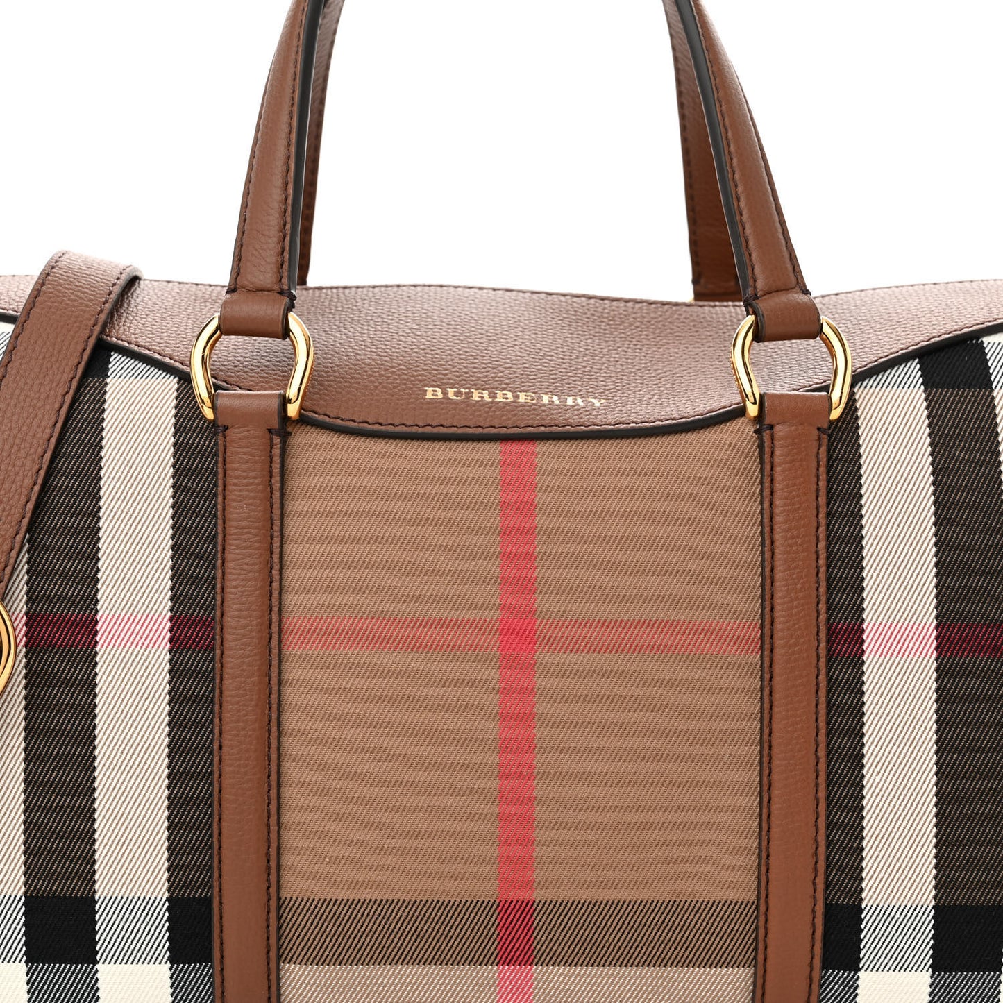 House Check Derby Calfskin Medium Alchester Bowling Bag Tan