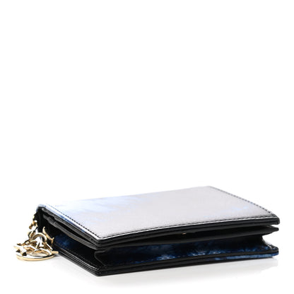Christian Dior Calfskin Tie Mini Lady Dior Wallet Blue Multicolor 4 of 8