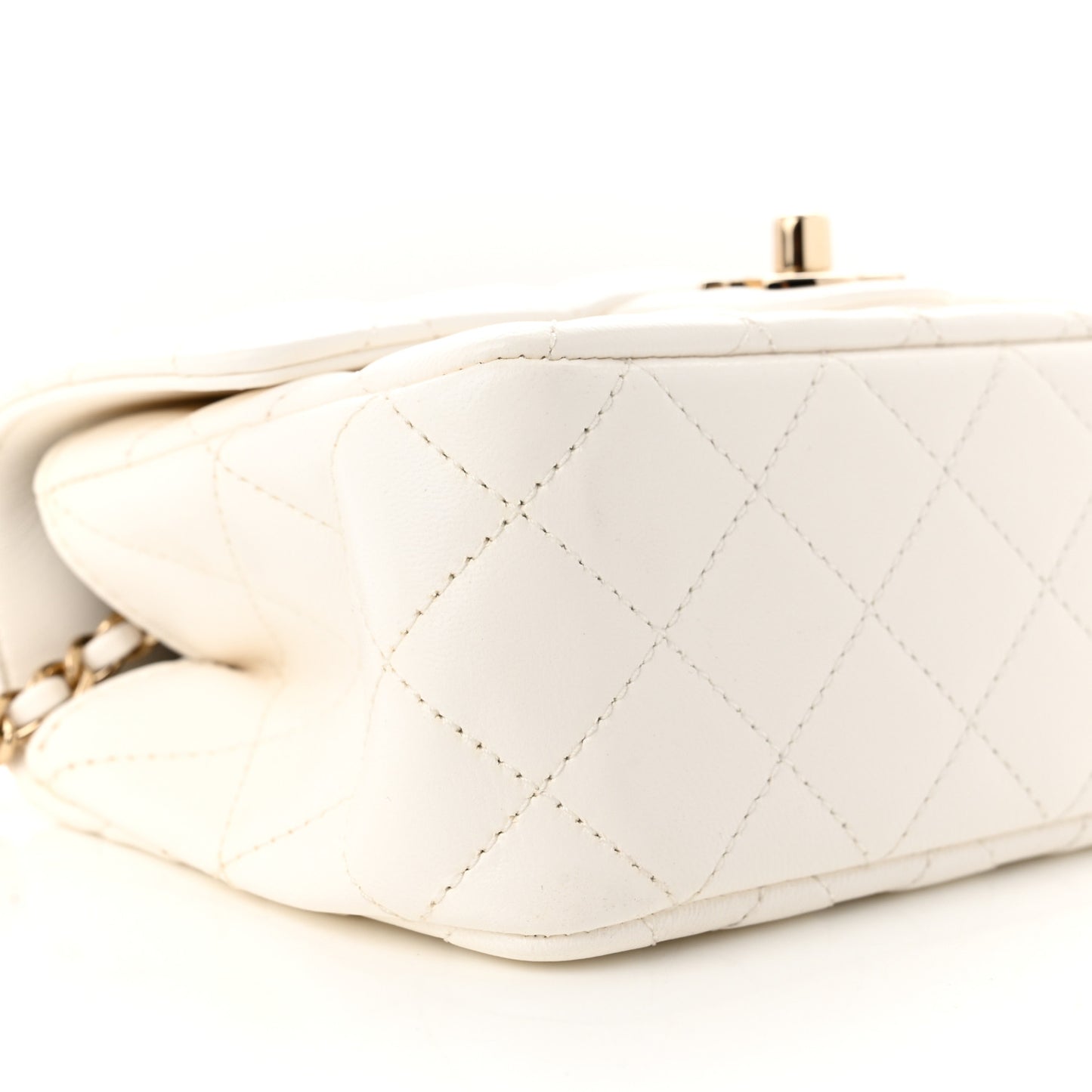 Lambskin Quilted Mini Crystal Top Handle Rectangular Flap White