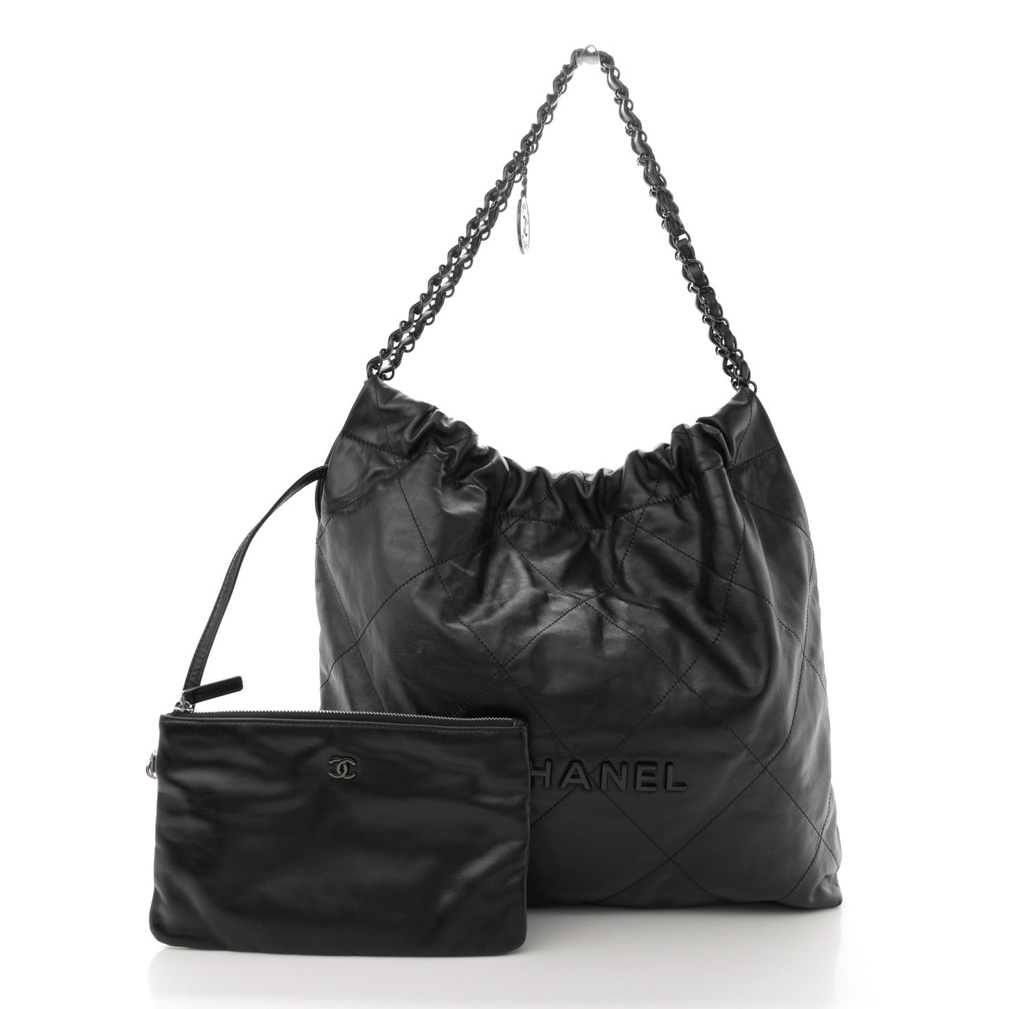 Shiny Calfskin Quilted Chanel 22 So Black