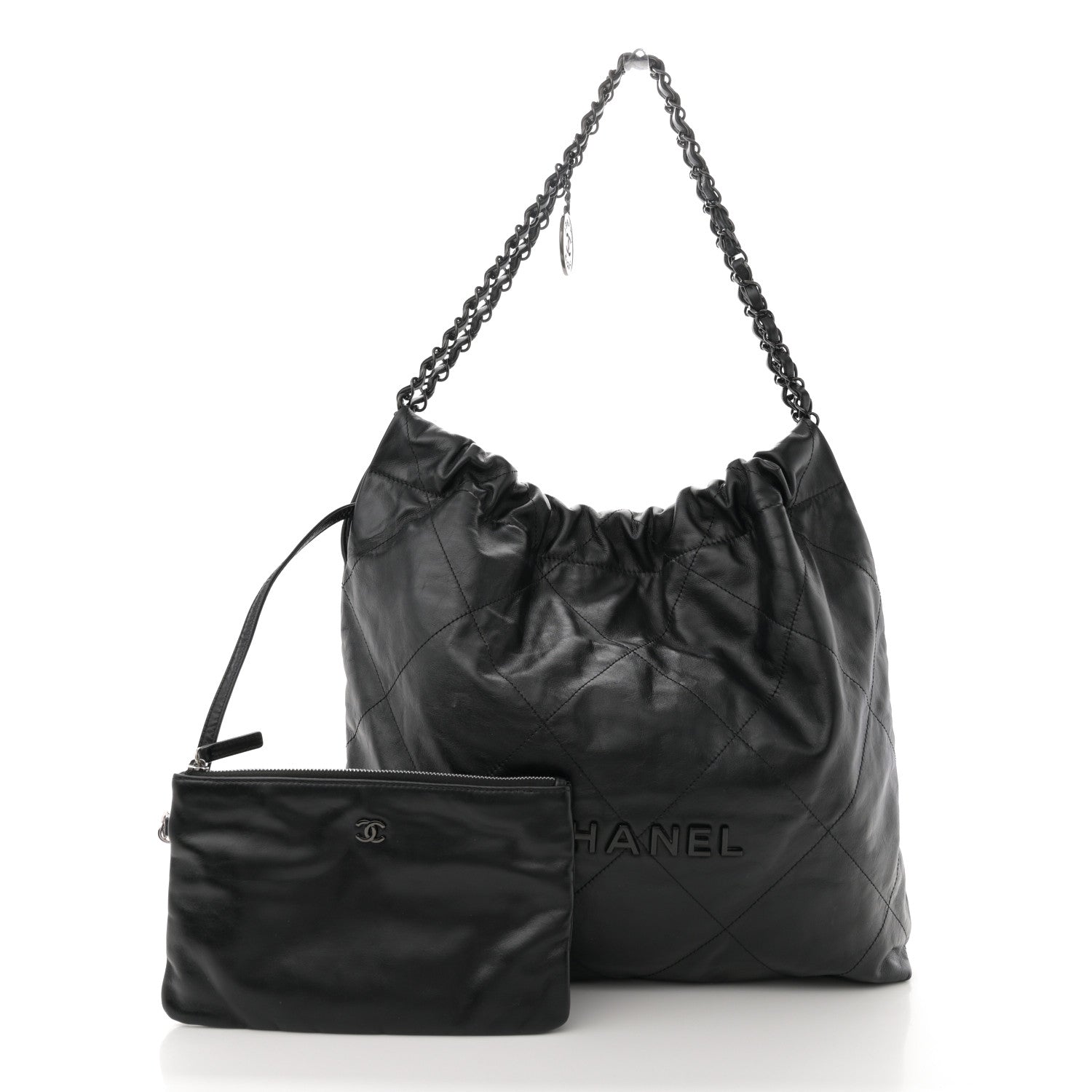 Chanel Shiny Calfskin Quilted Chanel 22 So Black 3 of 12
