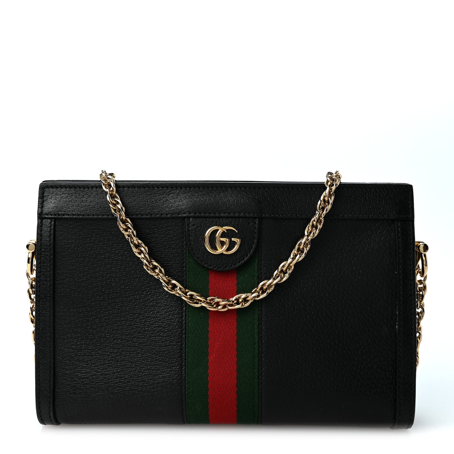 Calfskin GG Web Small Ophidia Chain Shoulder Bag Black