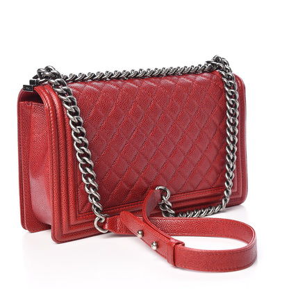 Chanel Caviar Quilted New Medium Boy Flap Dark Red 5 of 11