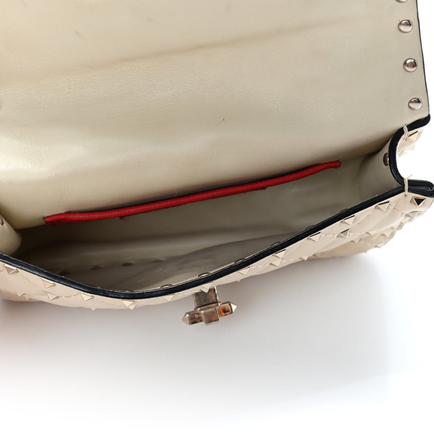 Lambskin Small Rockstud Spike Shoulder Bag White