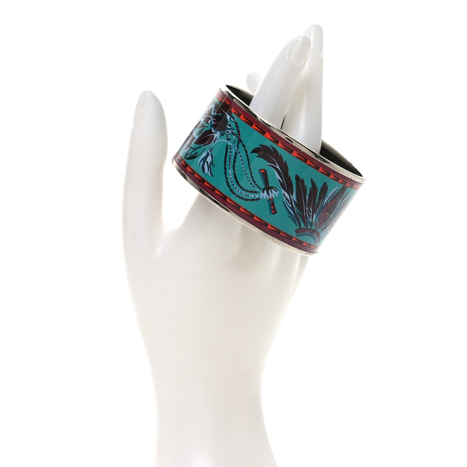Hermes Enamel Printed Extra Wide Brazil 65 Bracelet Veneneux 2 of 5